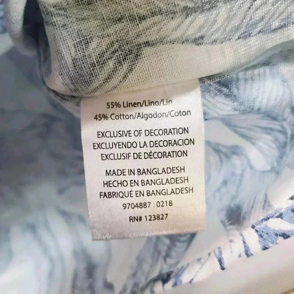 Tenth Ocean Mens Blue White Floral Linen Blend Button Up Shirt US Size Large - Picture 9 of 11